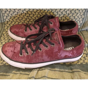 Converse All Star OX Sneakers Shoes Women's Size 8 Red Maroon Canvas Lace Up  F